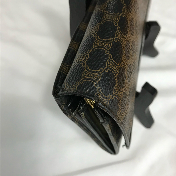 Celine Macadom Black & Brown Long Continental Wallet Vintage GUC - Picture 6 of 11